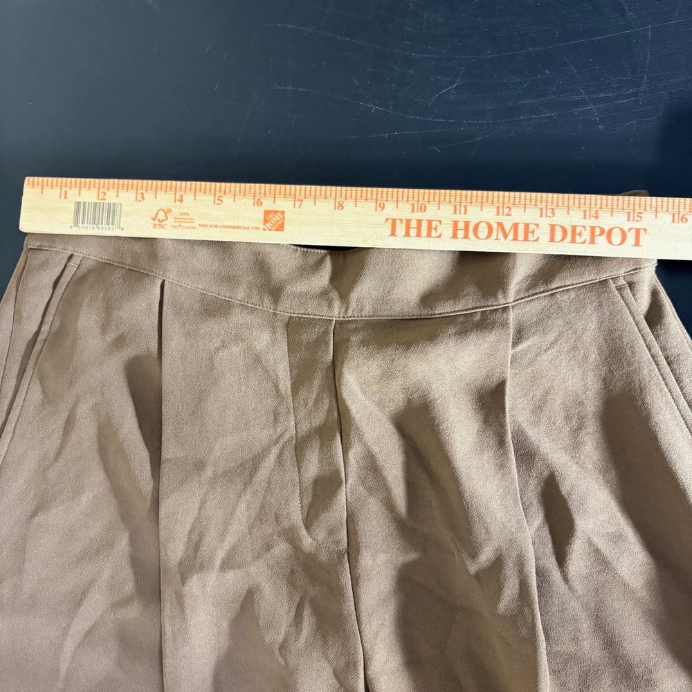 Spanx Carefree Crepe Pleated Wide Leg Trouser Pants Womens L Cedar Tan Brown - Picture 8 of 16